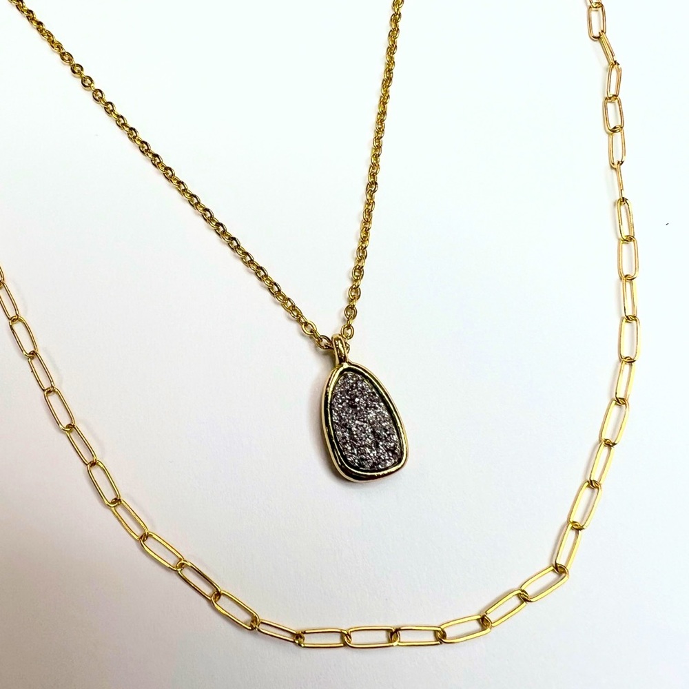 14K GF Druzy Layered Necklace